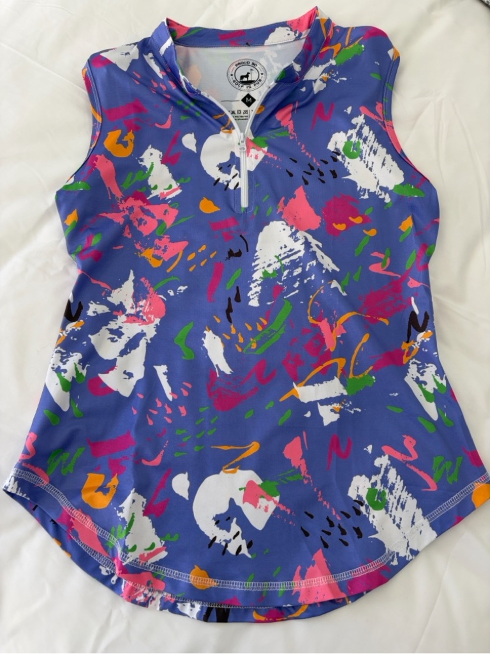 Proud 90 Golf Is Fun Sleeveless Printed golf Top - Purple Multi. Wore once.